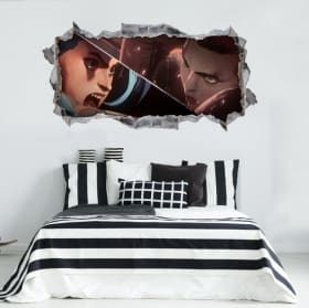 Vinilos pared rota 3d arcane