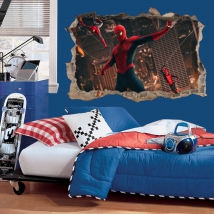 Vinilos decorativos agujero 3d spider-man no way home