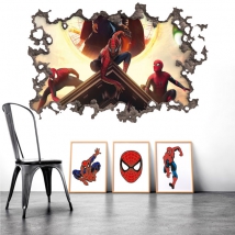 Vinilos decorativos pared rota 3d spider-man no way home