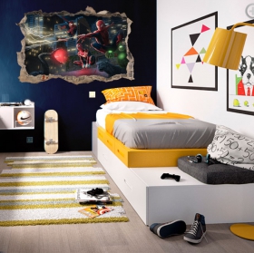 Vinilos y pegatinas pared rota 3d spider-man no way home
