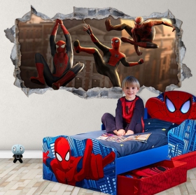 Vinilos decorativos y pegatinas pared rota 3d spider-man no way home