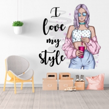 Vinilos decorativos y pegatinas silueta mujer i love my style