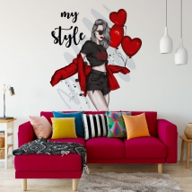 Vinilos decorativos mujer y frase my style