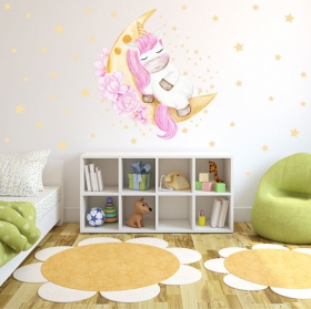 Vinilos decorativos unicornio en la luna
