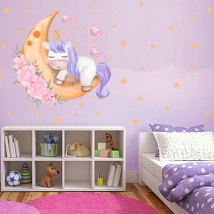 Vinilos juveniles o infantiles unicornio en la luna