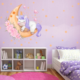 Vinilos juveniles o infantiles unicornio en la luna