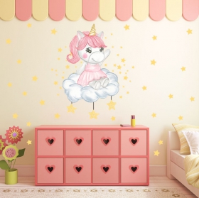 Vinilos infantiles o juveniles unicornio en la nube