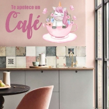 Vinilos y pegatinas cocinas unicornio te apetece un café