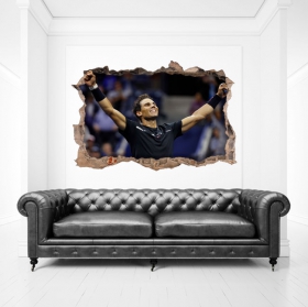 Vinilos agujero pared 3d tenis rafa nadal