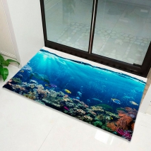 Alfombra peces y tortuga en el arrecife