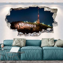 Vinilos agujero pared 3d cartel hollywood