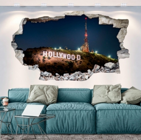 Vinilos agujero pared 3d cartel hollywood
