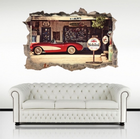Vinilo 3d coche retro ruta 66