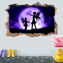 Vinilos 3d hadas y luna llena