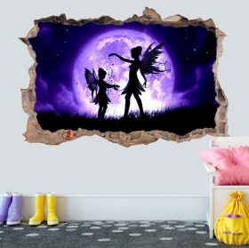 Vinilos 3d hadas y luna llena