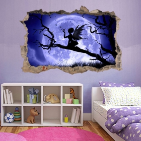 Vinilos 3d hada con luna llena