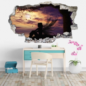Vinilos 3d hada bajo el árbol