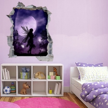 Vinilos 3d hada mágica en luna llena