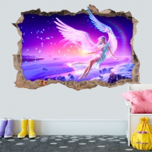 Vinilos 3d ilustración mujer ángel