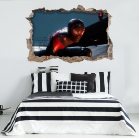 Vinilos y pegatinas marvel agujero 3d spider-man miles morales