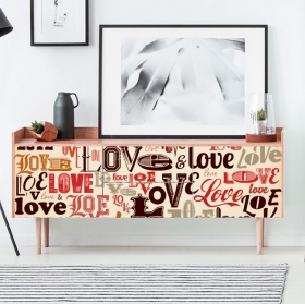 Vinilos texto love para decorar muebles o cajoneras