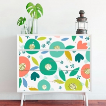 Vinilos flores de colores para decorar muebles y armarios