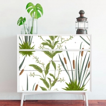 Vinilos con flores y espadañas para muebles y armarios