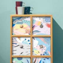 Vinilos muebles o armarios ilustración flores y trazos