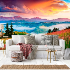 Papel pintado o fotomural paisaje con montañas
