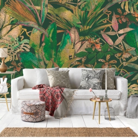 Papel pintado o fotomural flores plantas tropicales