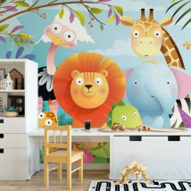 Papel pintado o fotomural dibujos animales infantil