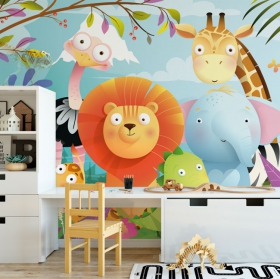 Papel pintado o fotomural dibujos animales infantil