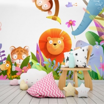 Papel pintado o fotomural ilustraciones infantiles animales