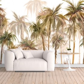 Papel pintado o fotomural paisaje palmeras acuarela