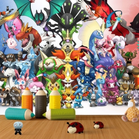 Papel pintado o fotomural dibujos pokémon grupo