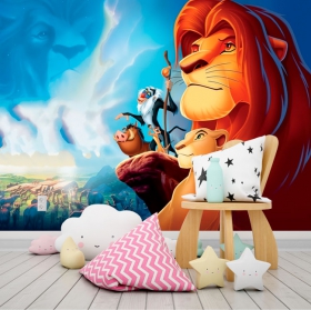 Papel pintado o fotomural dibujo rey león pumba timón