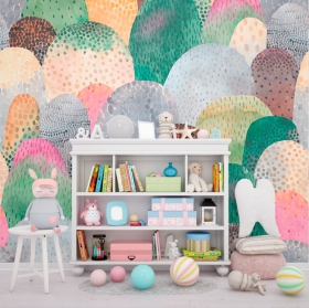 Fotomural o papel pintado dibujo infantil formas acuarela