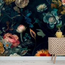 Fotomural o papel pintado dibujo clásico flores