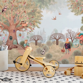Fotomurales infantiles o para bebés animales del bosque
