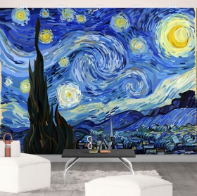 Papel pintado o fotomural pintura noche estrellada van gogh