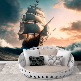 Papel pintado o fotomural bergantín clásico barco navegando
