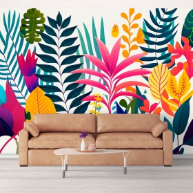 Papel pintado o fotomural plantas ilustración moderna