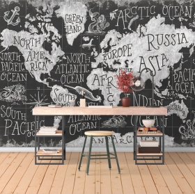 Fotomural o papel pintado mapa continentes y océanos