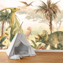 Fotomural o papel pintado dinosaurios en la jungla