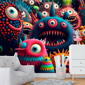 Papel pintado o fotomural monstruos infantiles