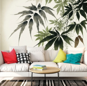 Fotomural o papel pintado dibujo hojas plantas detalle
