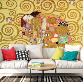 Papel pintado o fotomural pintura el abrazo gustav klimt