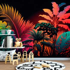Fotomural o papel pintado ilustración plantas tropicales juvenil