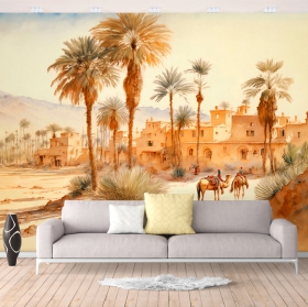 Papel pintado o fotomural dibujo acuarela paisaje oriental