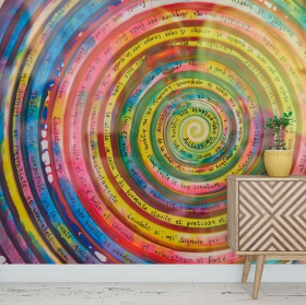 Fotomural o papel pintado mandala oración colorido juvenil moderno